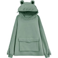 Frog Hoodie Sweatshirt Zipper Mouth For Women Teen Girls