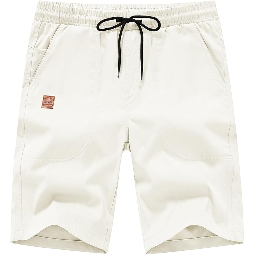 Stickon Men'S Shorts Casual Elastic Waist Drawstring Summer Beach Short With 5 Pockets