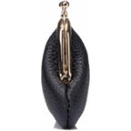 Vintage Kiss Lock Genuine Leather Wallet Mini Coin Purse Portable Jewelry Bag For Women Gift Box (Wine Red)