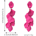 Long Acrylic Rose Petal Earrings Dangle Exaggerated Flower Earrings Drop Statement Floral Tassel Earrings for Women