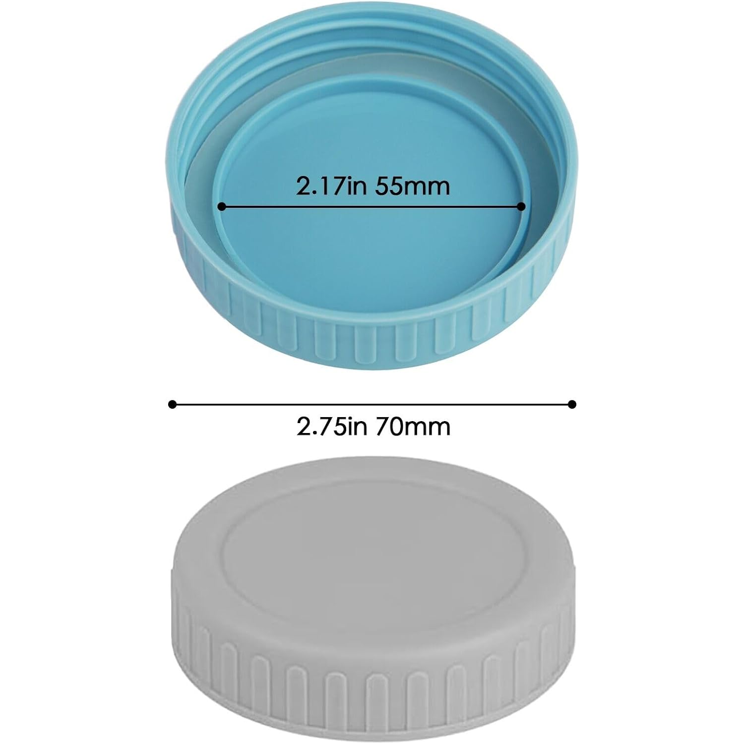 Vaincre 8PCS Mason Jar Lids - Colored Plastic Mason Lids Regular Mouth, Leak Proof Canning Covers with Silicone Rings for Ball, Kerr and More, Reusable Can Tops Caps Covers for Jars