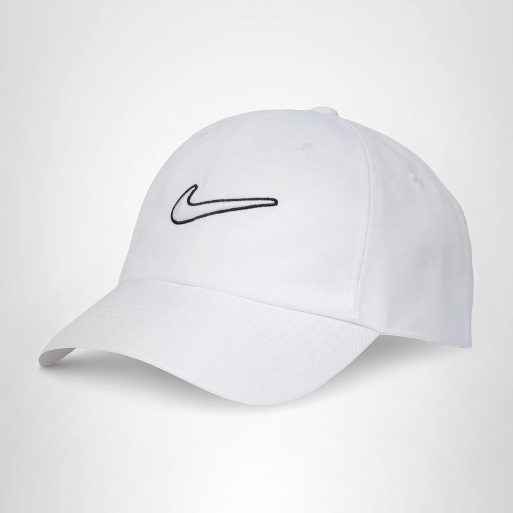 Nike Unisex Adult Club Unstructured Swoosh Cap Hat | Mens and Womens White/White