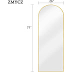 Mirror Full Length, 71"X26" Arched Full Length Mirror, Arch Mirror With Stand, Large Standing Mirrors, Oversized Full Body Mirrors With Aluminum Frame For Bedroom, Living Room (Gold)