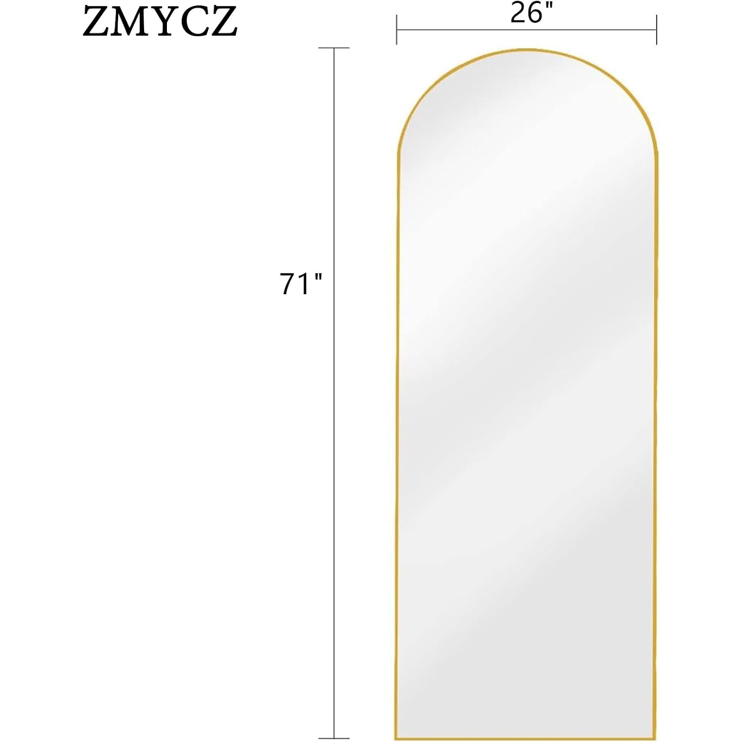 Mirror Full Length, 71"X26" Arched Full Length Mirror, Arch Mirror With Stand, Large Standing Mirrors, Oversized Full Body Mirrors With Aluminum Frame For Bedroom, Living Room (Gold)