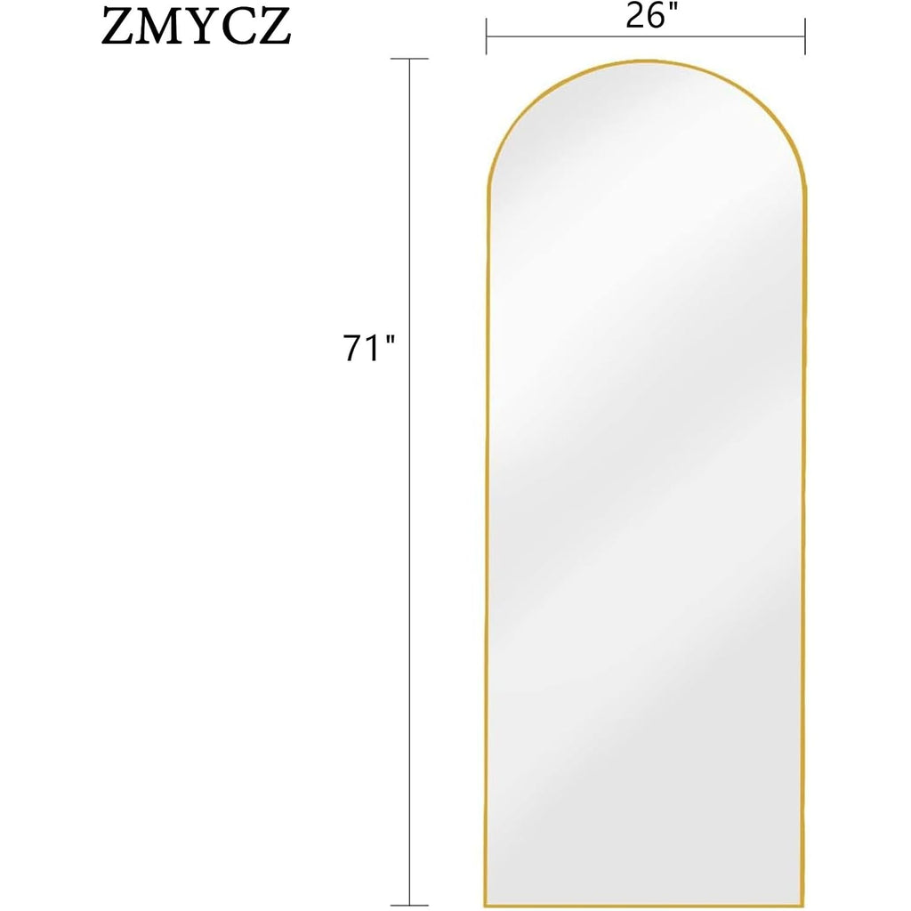 Mirror Full Length, 71"X26" Arched Full Length Mirror, Arch Mirror With Stand, Large Standing Mirrors, Oversized Full Body Mirrors With Aluminum Frame For Bedroom, Living Room (Gold)