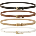 HOTWILL 4 Pack Women Skinny Belts for Jeans Dress Thin Waist Belt for Ladies with Gold Buckle 0.55" Width