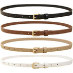 HOTWILL 4 Pack Women Skinny Belts for Jeans Dress Thin Waist Belt for Ladies with Gold Buckle 0.55" Width