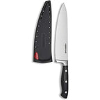 Farberware Edgekeeper 8-Inch Forged Triple Riveted Chef Knife with Self-Sharpening Blade Cover, High Carbon-Stainless Steel Kitchen Knife with Ergonomic Handle, Razor-Sharp Knife, Black