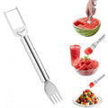 2-In-1 Stainless Steel Fruit Cutter, Watermelon Fork Slicer Tool, Watermelon Slicer And Fork, Dual Head Knife With Round Handle For Kitchen Fruit Cubes (1 Piece)