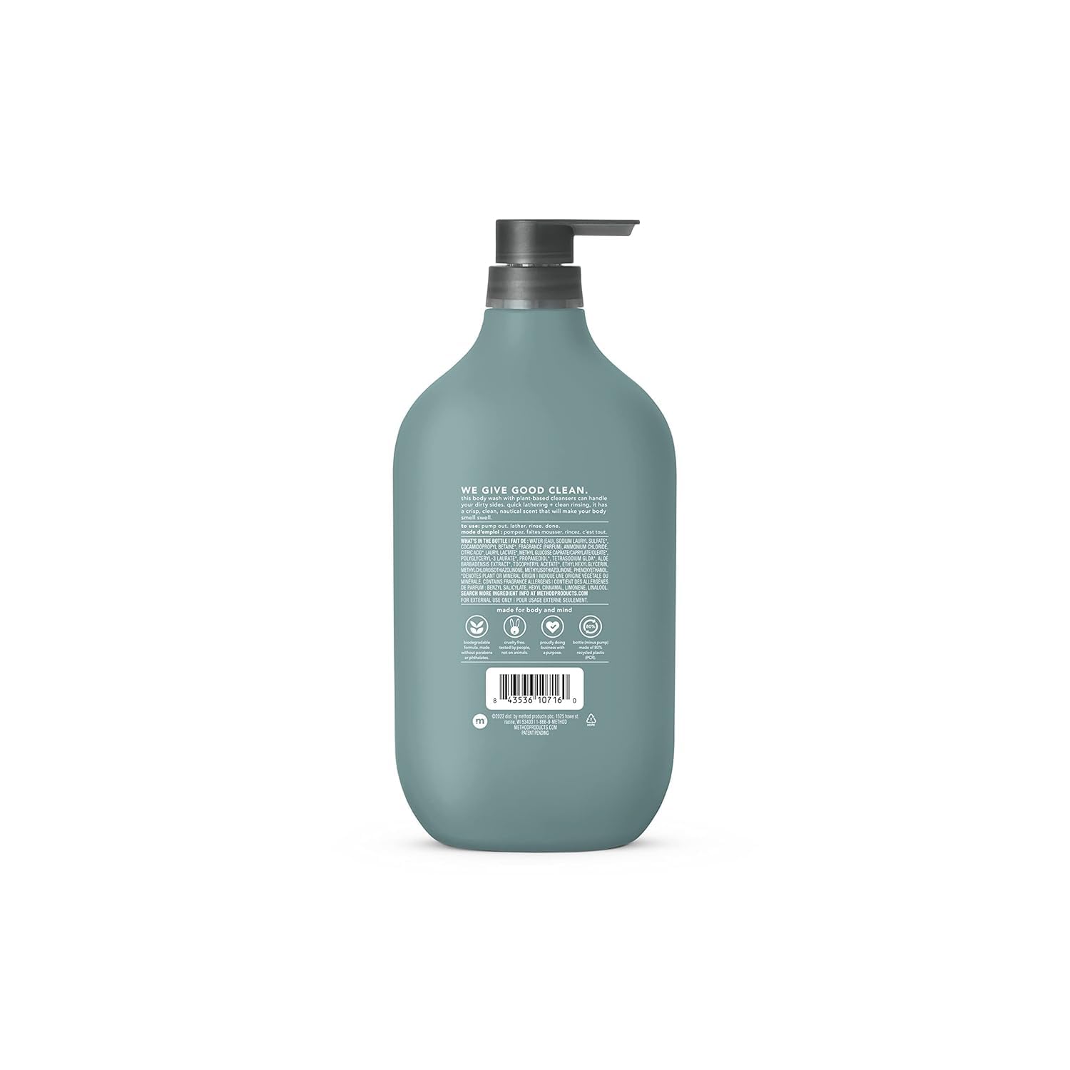 Method Men Body Wash, Sea And Surf Scent, Paraben And Phthalate Free, Quick-Lathering Cleansers, Cruelty Free, 28 Oz