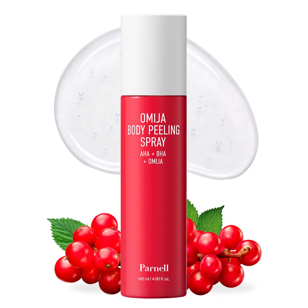 Parnell Aha Omija Ceramic Body Peeling Spray – Aha Bha Pha Body Exfoliant For Keratosis Pilaris, Strawberry Legs, Dark Spots & Dead Skin Remover – Exfoliant Body Mist For Rough Skin 4.60 Fl.Oz