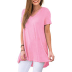 Women's Summer Casual Short Sleeve V-Neck T-Shirt Tunic Tops Blouse Shirts