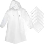 Rain Ponchos Disposable For Adults Women, Clear Family Pack Raincoats With Hood Sleeves For Disney Travel