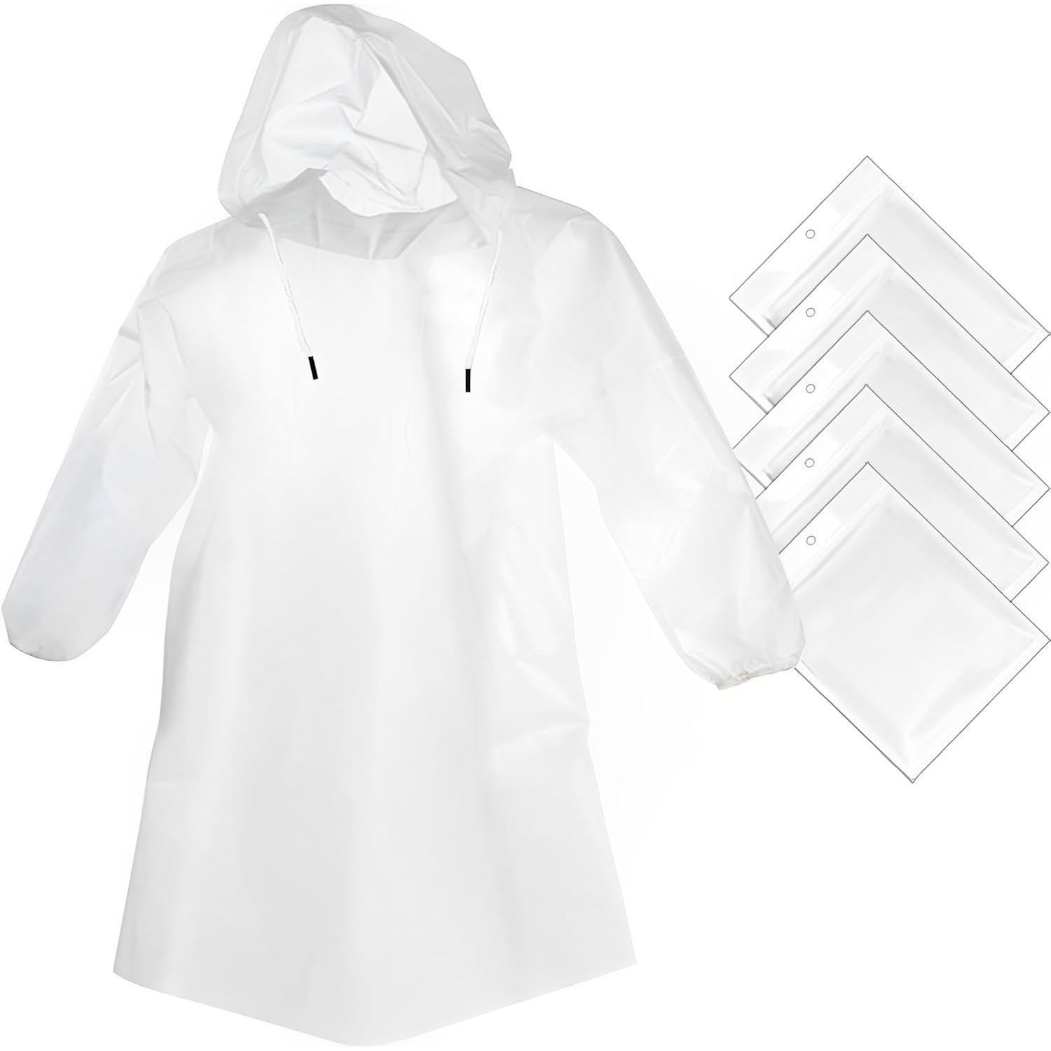 Rain Ponchos Disposable For Adults Women, Clear Family Pack Raincoats With Hood Sleeves For Disney Travel