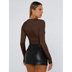 Trendy Queen Women'S Long Sleeve T Shirts Fall Fashion 2026 Basic Y2K Tops