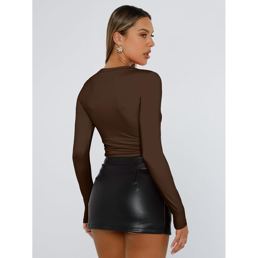 Trendy Queen Women'S Long Sleeve T Shirts Fall Fashion 2026 Basic Y2K Tops