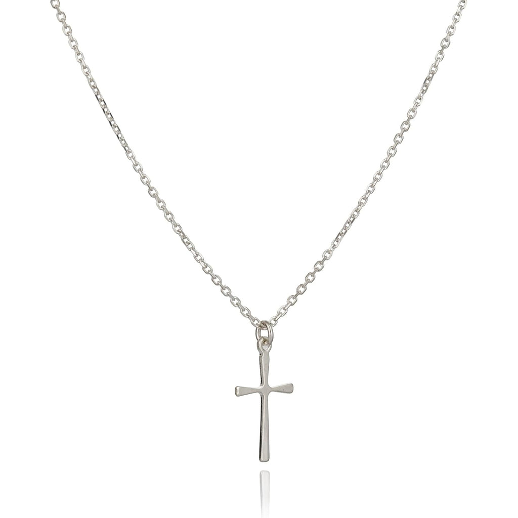 Annika Bella Cross Necklace for Women, 16-18 Inches Silver/Gold Chain, Women's Small Simple Cross Necklaces Religious Charm Jewelry, Faith Gift for Her