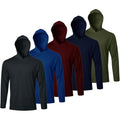 Facitisu Men Long Sleeve Tee Shirts With Hooded 5 Pack Athletic Pullover Dry Fit Sweatshirts Gym Hoodies