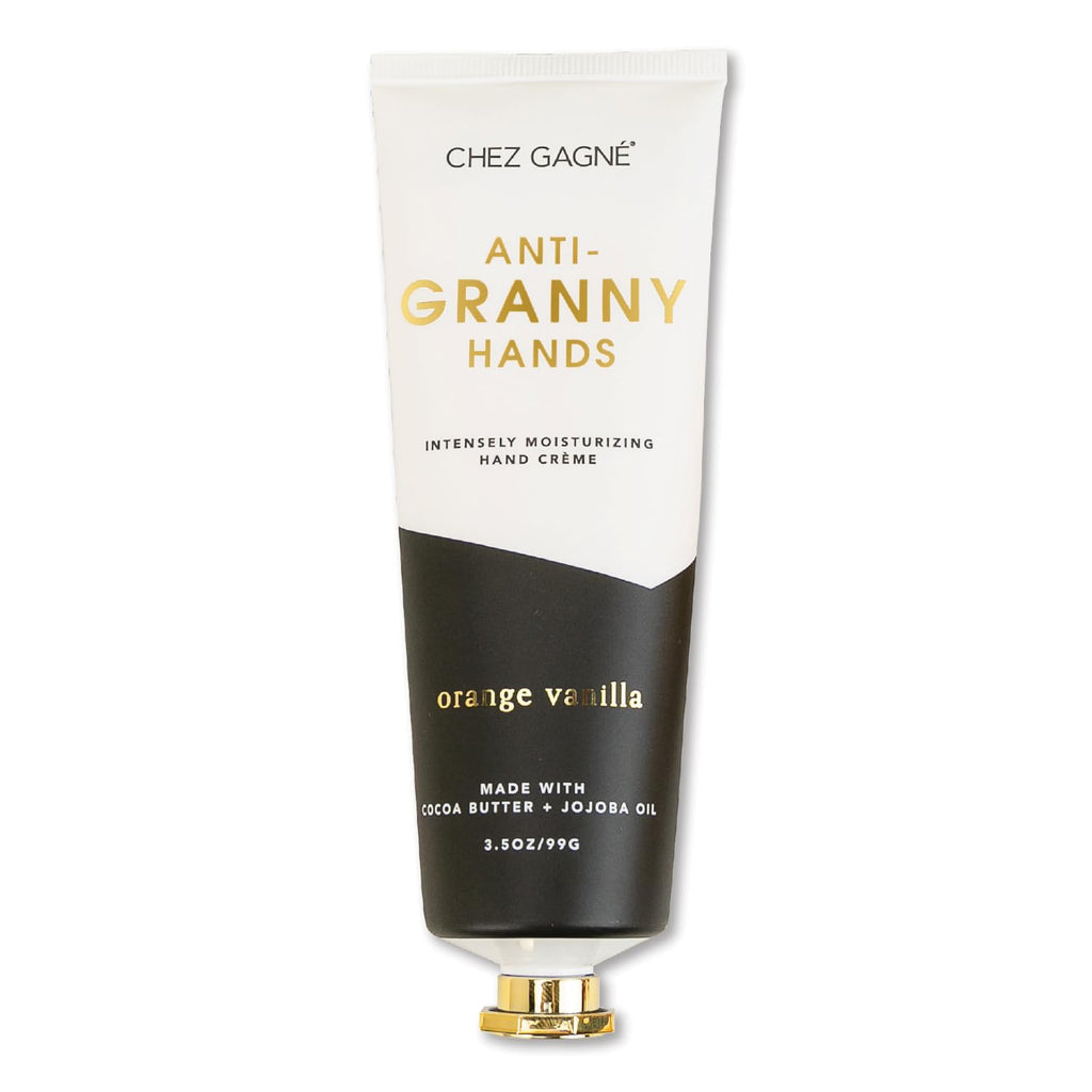 Chez Gagné Intensely Moisturizing Vegan Hand Cream (3.4oz) Jojoba Oil Cocoa Butter- Non-Greasy, Fast-Absorbing, Made In US - Anti-Granny Hands - Mother's Day - Funny Gift for Mom (Orange Vanilla)