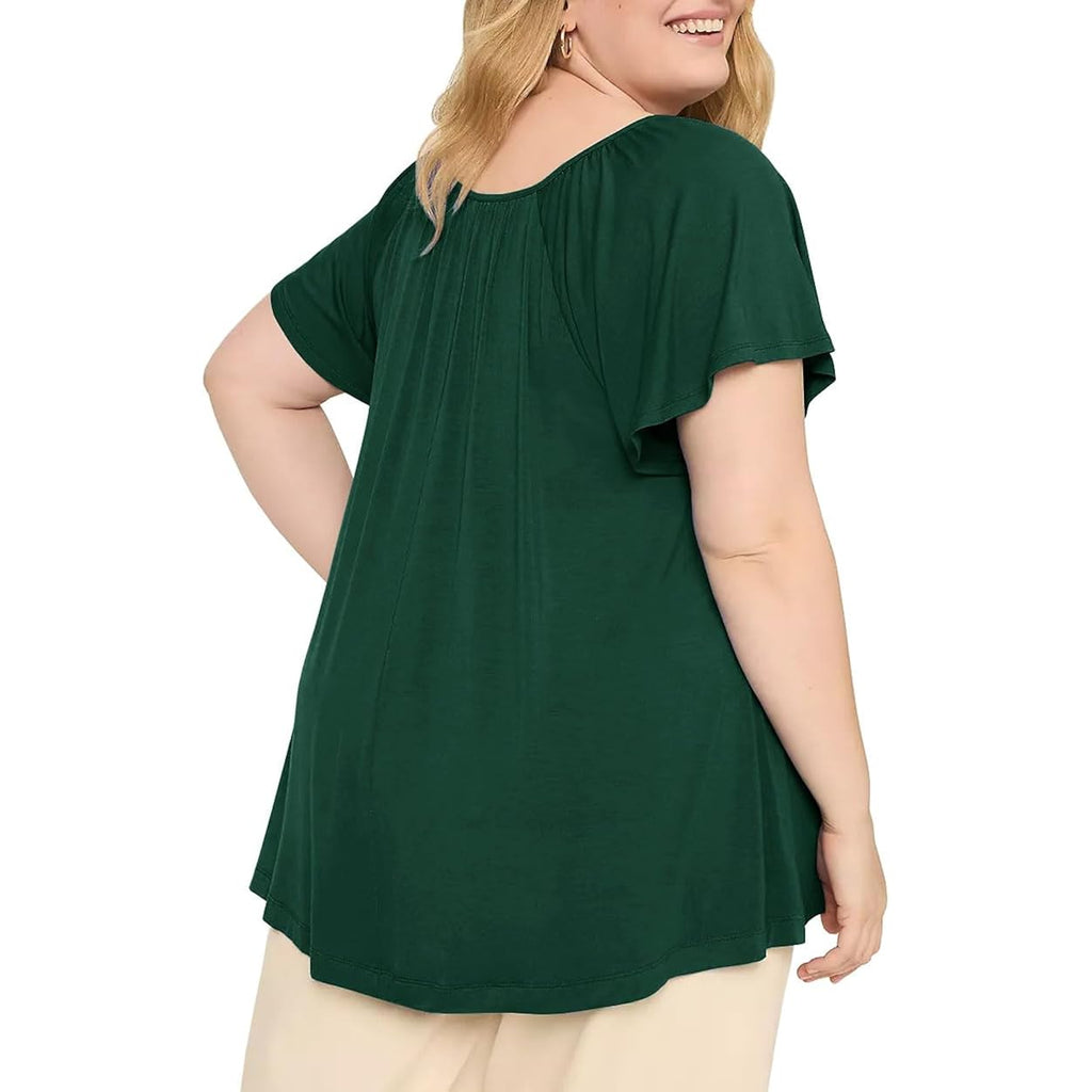 Womens Plus Size Tunic Tops Short Sleeve Summer Crew Neck Shirts Casual Soft Blouse 1X-4X