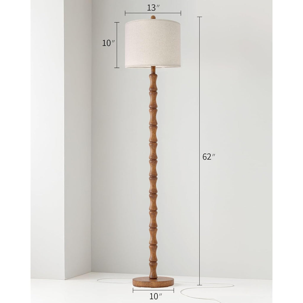 Bobomomo 62" Rustic Floor Lamp For Living Room, Retro Farmhouse Floor Lamp Rotary Switch, Resin Standing Lamp For Living Room, Corner, Dining Room, Bedroom, Home Decor