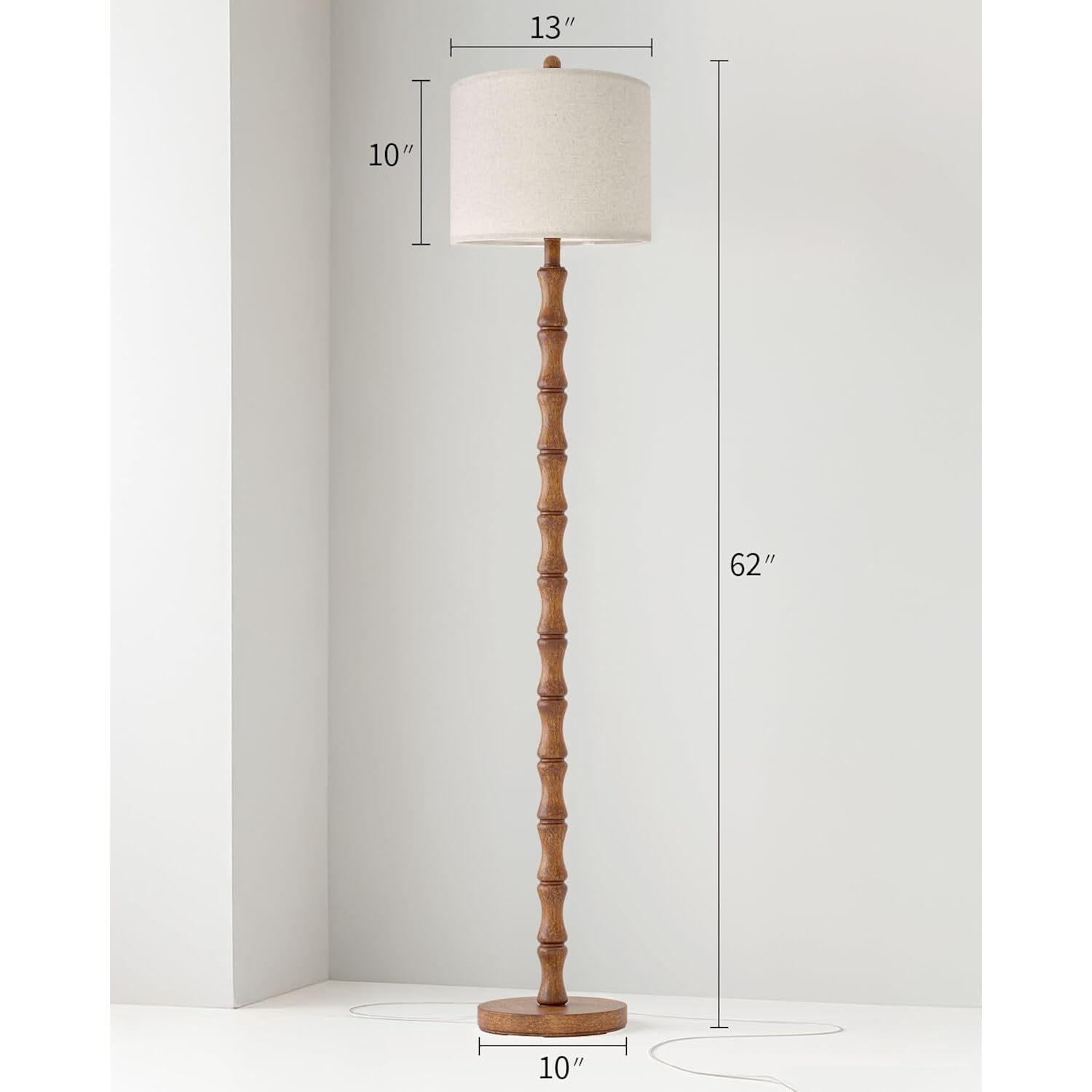 Bobomomo 62" Rustic Floor Lamp For Living Room, Retro Farmhouse Floor Lamp Rotary Switch, Resin Standing Lamp For Living Room, Corner, Dining Room, Bedroom, Home Decor