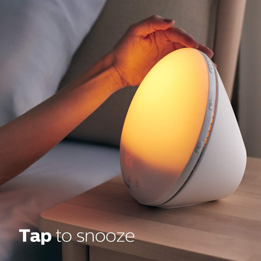 Philips Smartsleep Wake-Up Light, Colored Sunrise And Sunset Simulation, 5 Natural Sounds, Fm Radio & Reading Lamp, Tap Snooze, Hf3520/60