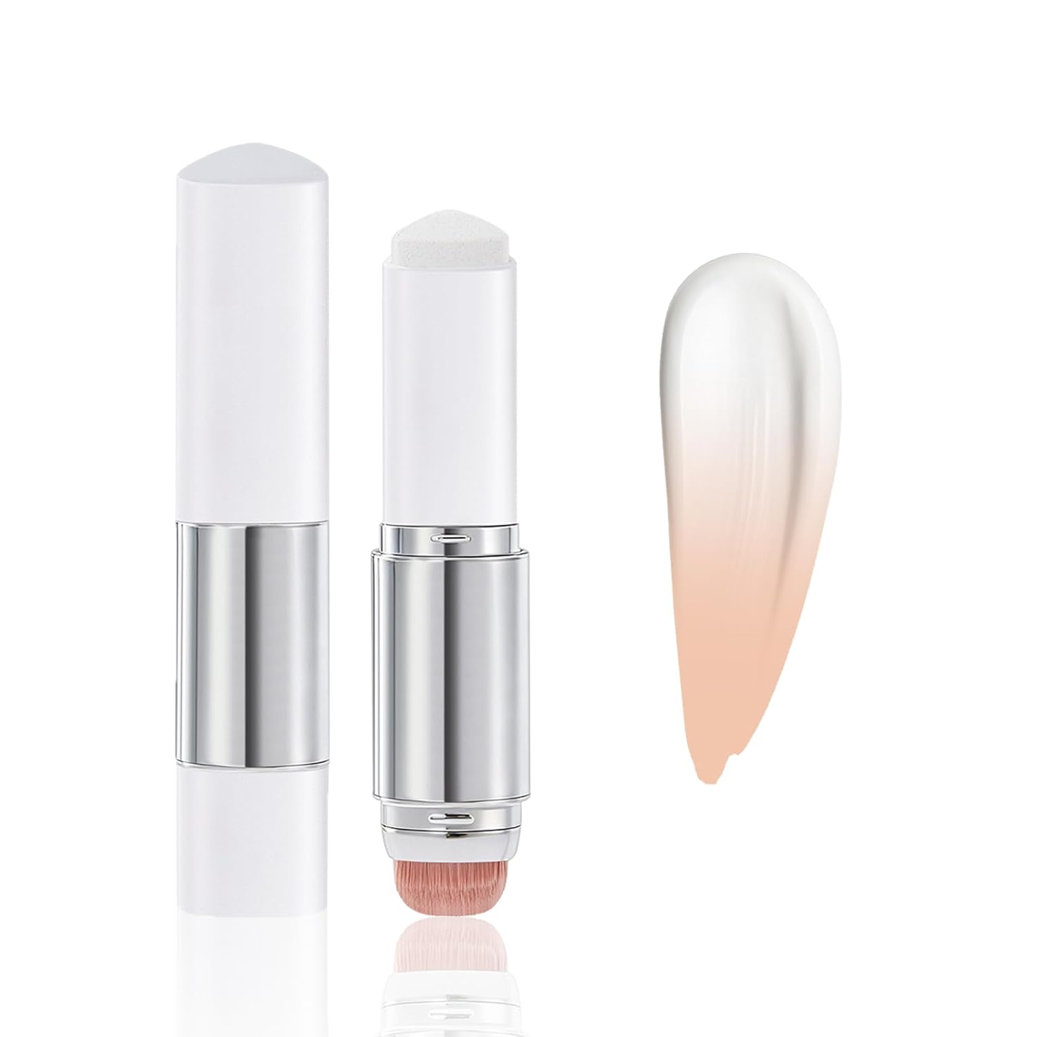 Color Changing Foundation Stick - 2 in 1 Dual Ended White Foundation Stick, Long Lasting Waterproof Full Coverage Concealer Stick for Face (1#Natural)