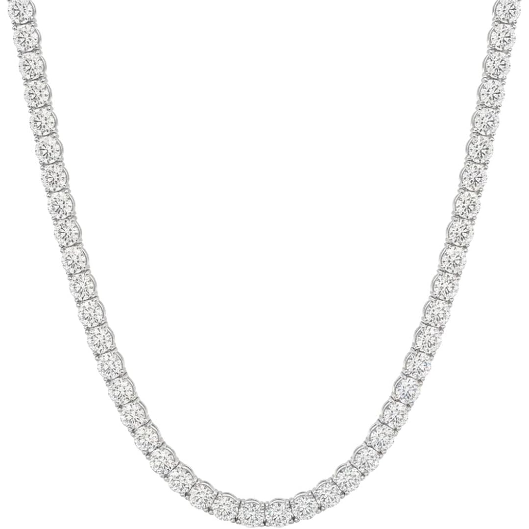 IGI Certified 5.00-15.00 Carat Lab Grown Diamond Tennis Necklace for Women 14k White Gold Prong Setting Gift Box Packaging (E-F Color, VS1-VS2 Clarity) (18 Inches)