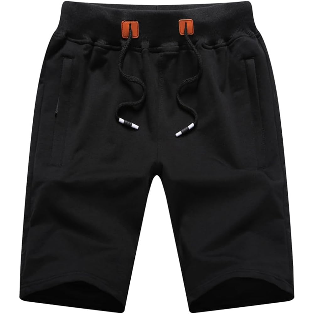 Qpngrp Mens Shorts Casual Drawstring Zipper Pockets Elastic Waist