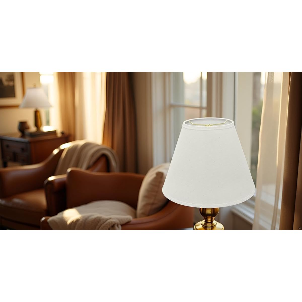 Aspen Creative 32197A Transitional Empire Shape Spider Construction Lamp Shade In Frost, 6" Top X 12" Bottom X 9" Slant Height