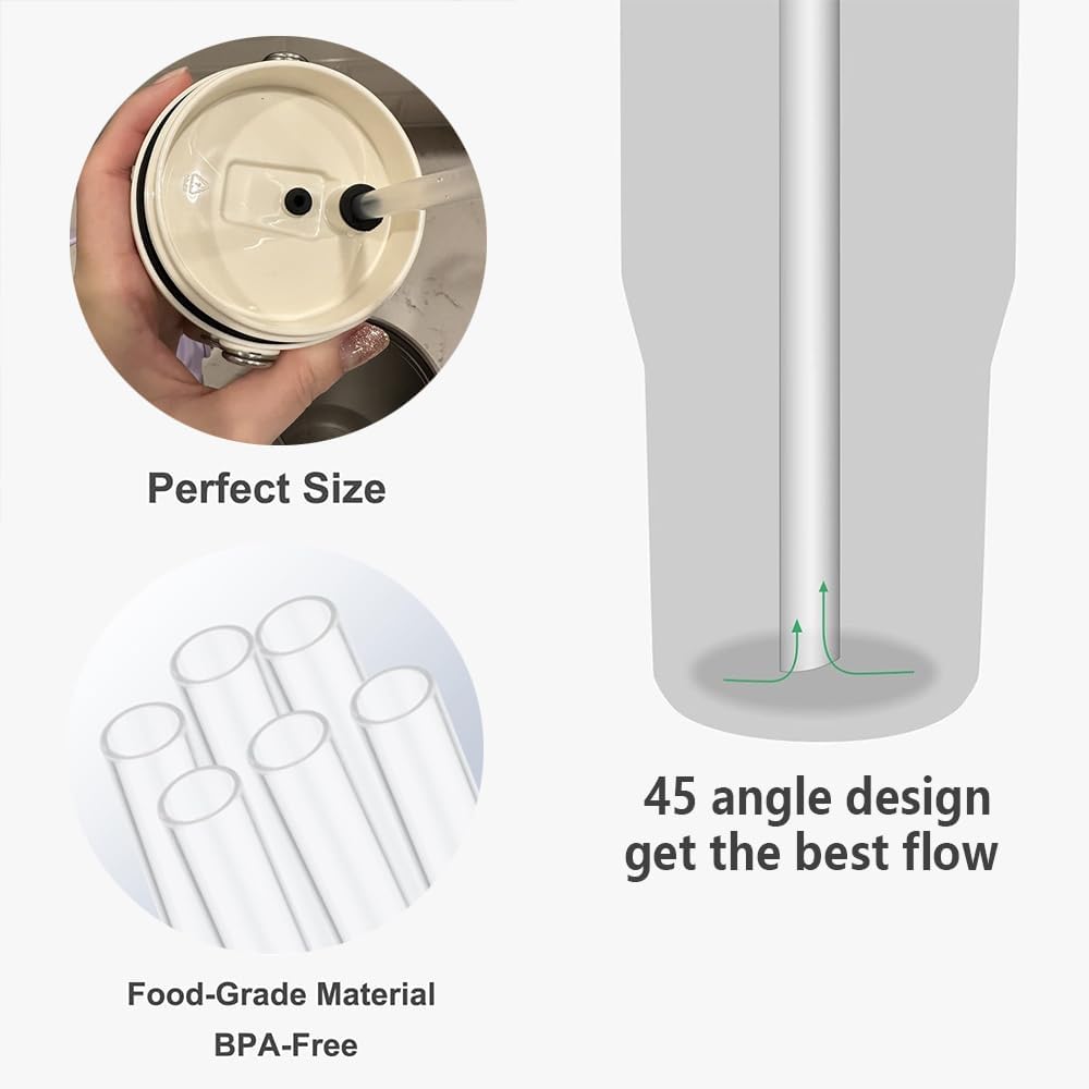 Replacement Straws - Only Compatible With 30 Oz & 64 Oz (Old Model) Stanley Iceflow Flip Straw Tumbler-Accessories Included 6 Straws,1 Cleaning Brush