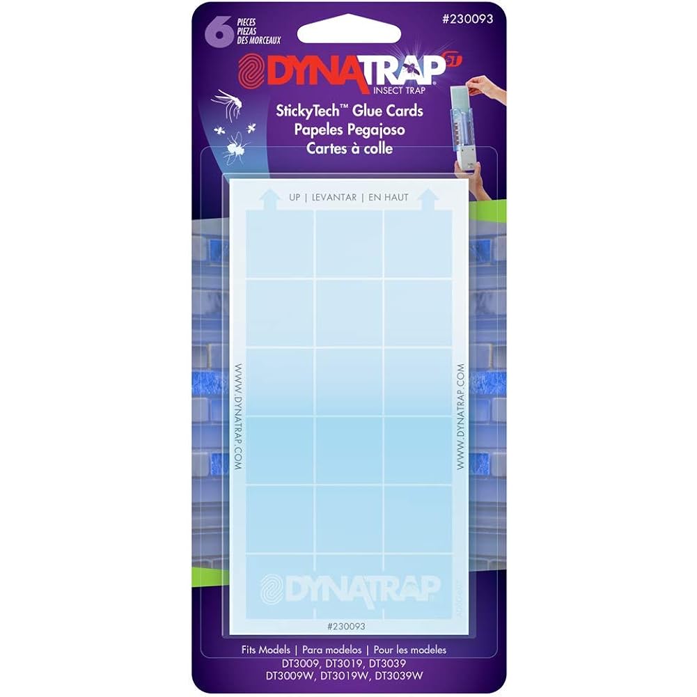 Dynatrap 230093 Replacement Stickytech Glue Cards For Flylight Indoor Plug-In Fly And Flying Insects Trap For Indoor Dynatrap Models Dt3009 And Dt3019 - 6 Pack