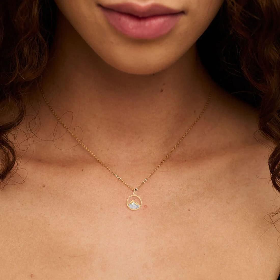 VZBarn Dainty Gold Plated Stainless Steel Faith Necklace for Women Tiny Move Mountains Charm Choker Christian Jewelry Gift