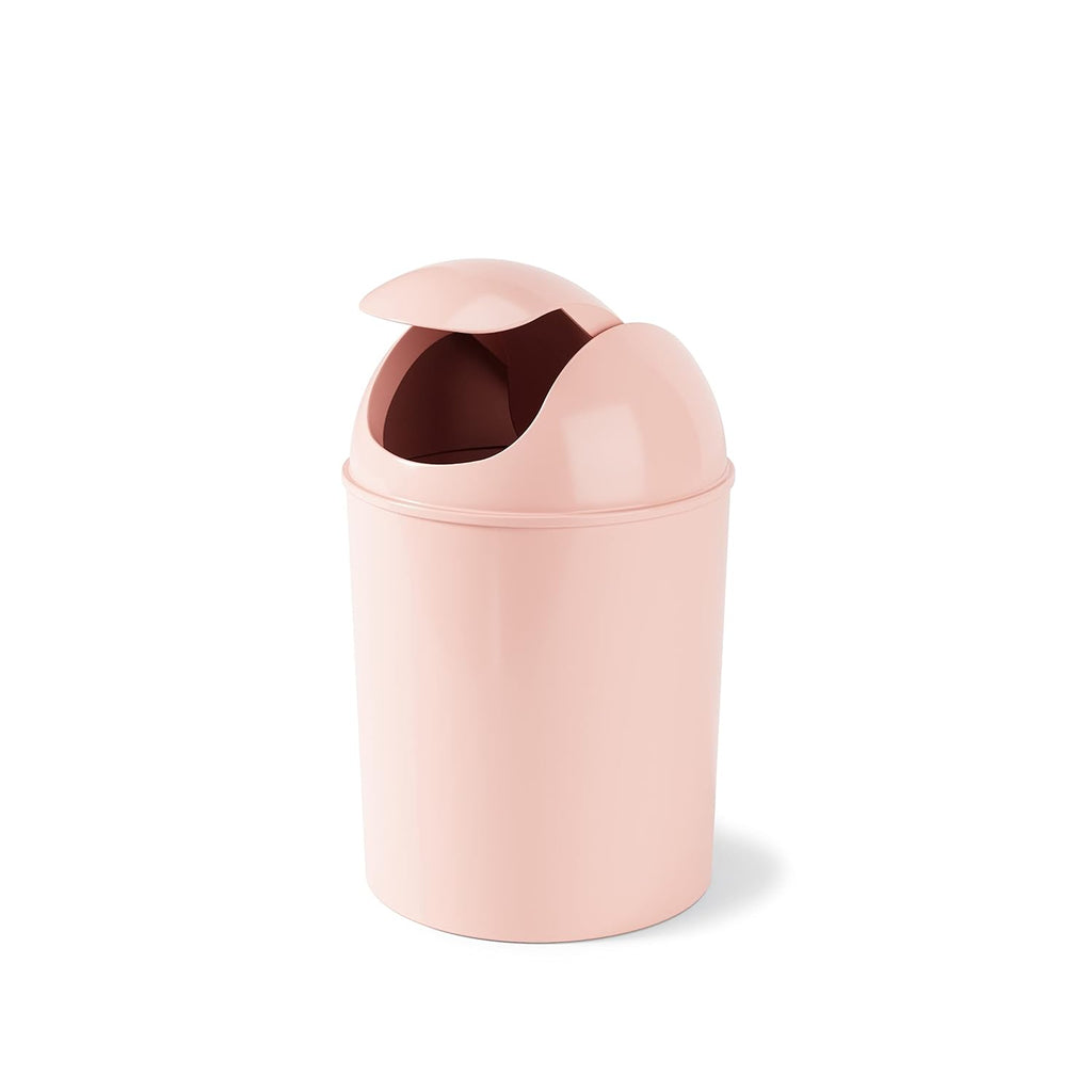 Umbra 1.25 Gallon Mini Waste Can With Removable Swing-Top Lid - Small Garbage Bin For Kitchen, Bathroom, Bedroom, Office - Compact Trash Can Fit Under Tables & Counters - Pink