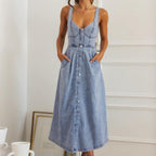Utcoco Denim Dress For Women Sleeveless Button Down Slim Fit Midi Jean Dresses For Women 2026