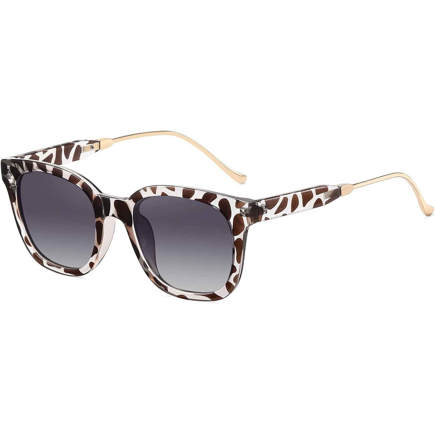 Round Sunglasses for Women Men, Retro 90s Vintage Style, UV400 Eye Protection, Lightweight Fashion Glasse for Travel 1 Pack Leopard Print Gray