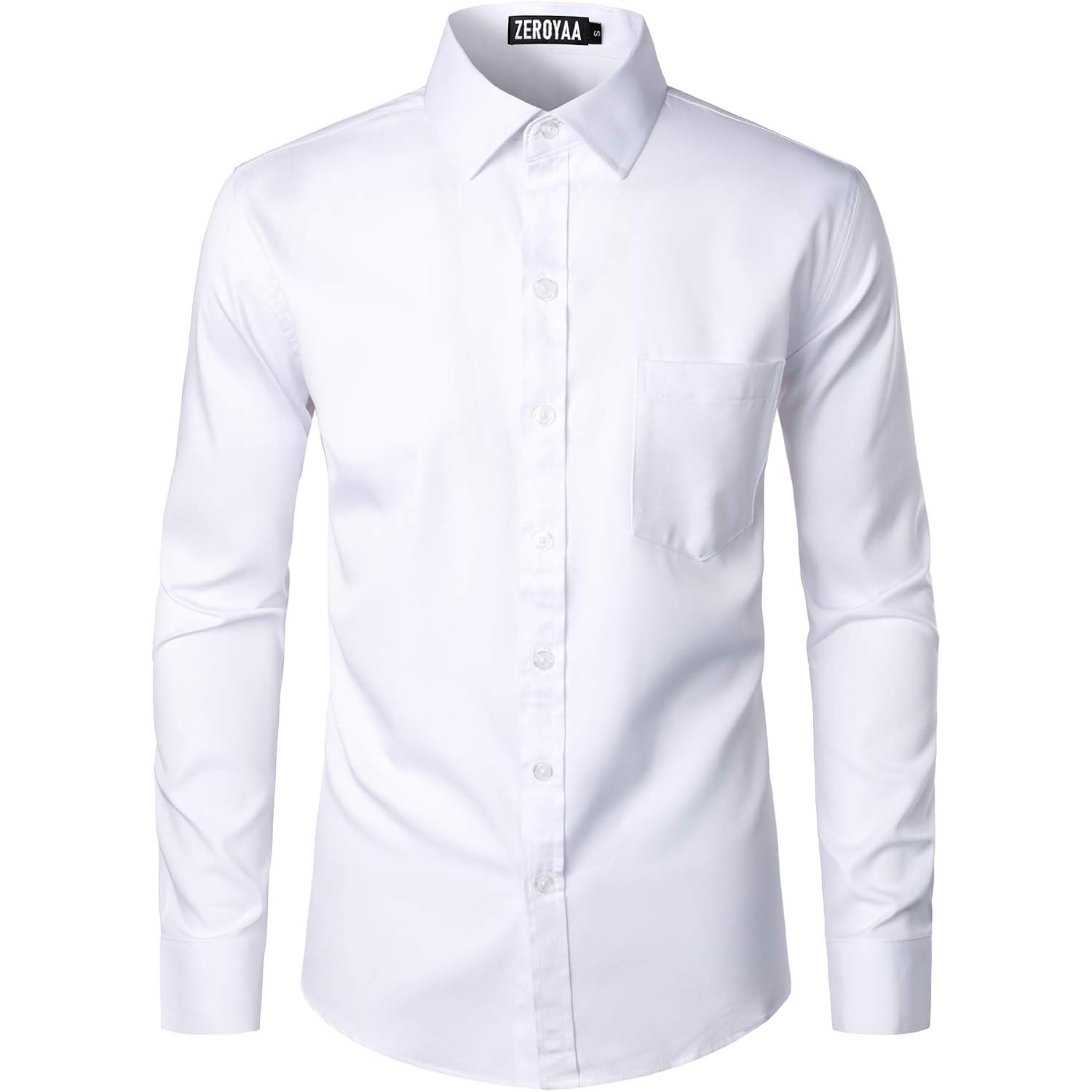 Zeroyaa Men'S Urban Stylish Casual Business Slim Fit Long Sleeve Button Up Dress Shirt With Pocket