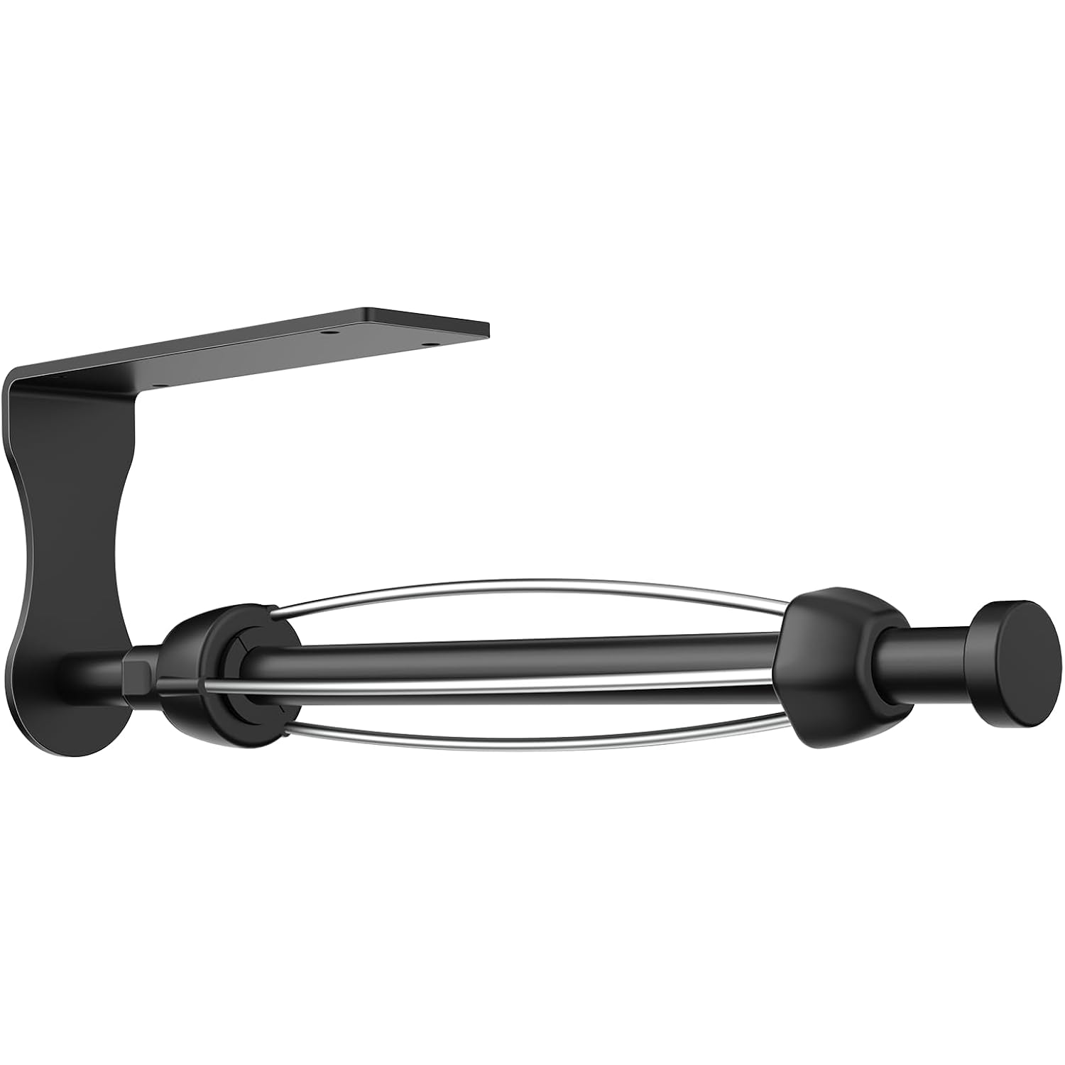 SetSail Paper Towel Holder, Single Hand Operable Paper Towel Holder Under Cabinet with Adjustable Damper, Easy Tear, Wall Mount, Self-Adhesive or Drilled for Kitchen Bathroom, Black