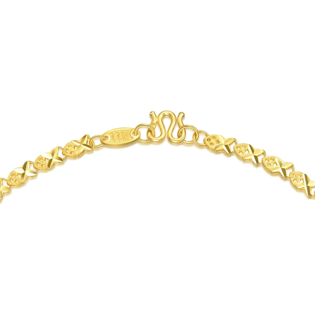 CHOW SANG SANG 999.9 24K Gold Machinery Chain Price-by-Weight 16.46g Gold Barleycorn Chain Necklace for Women 91555N | 17.7 Inches, (45 CM)