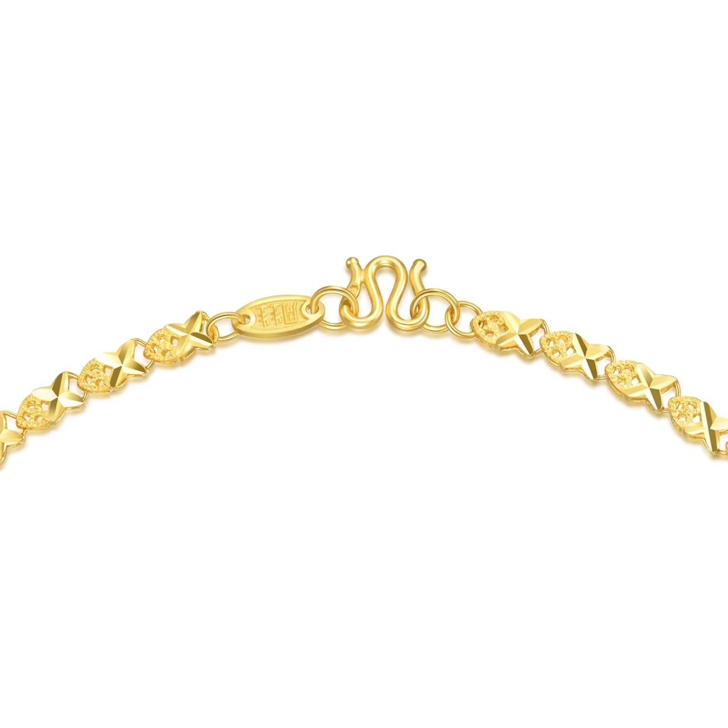 CHOW SANG SANG 999.9 24K Gold Machinery Chain Price-by-Weight 16.46g Gold Barleycorn Chain Necklace for Women 91555N | 17.7 Inches, (45 CM)