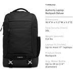 Timbuk2 Authority Laptop Backpack Deluxe, Eco Black Deluxe