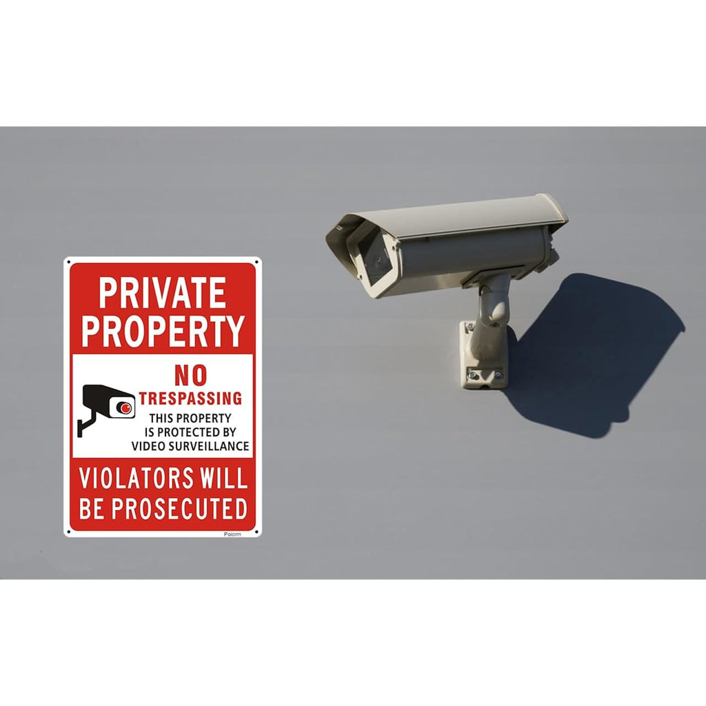 (2 Pack) Large No Trespassing Signs Private Property, Violators Will Be Prosecuted,14"X10".04" Aluminum Reflective Metal Sign,Weather Resistant, Waterproof, Durable Ink, Easy To Mount