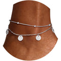 U7 Silver/Gold Ankle Bracelets for Women Layered Chain Anklets Stainless Steel Waterproof Summer Beach Anklet Charm, Adjustable 8.5"-10.5"