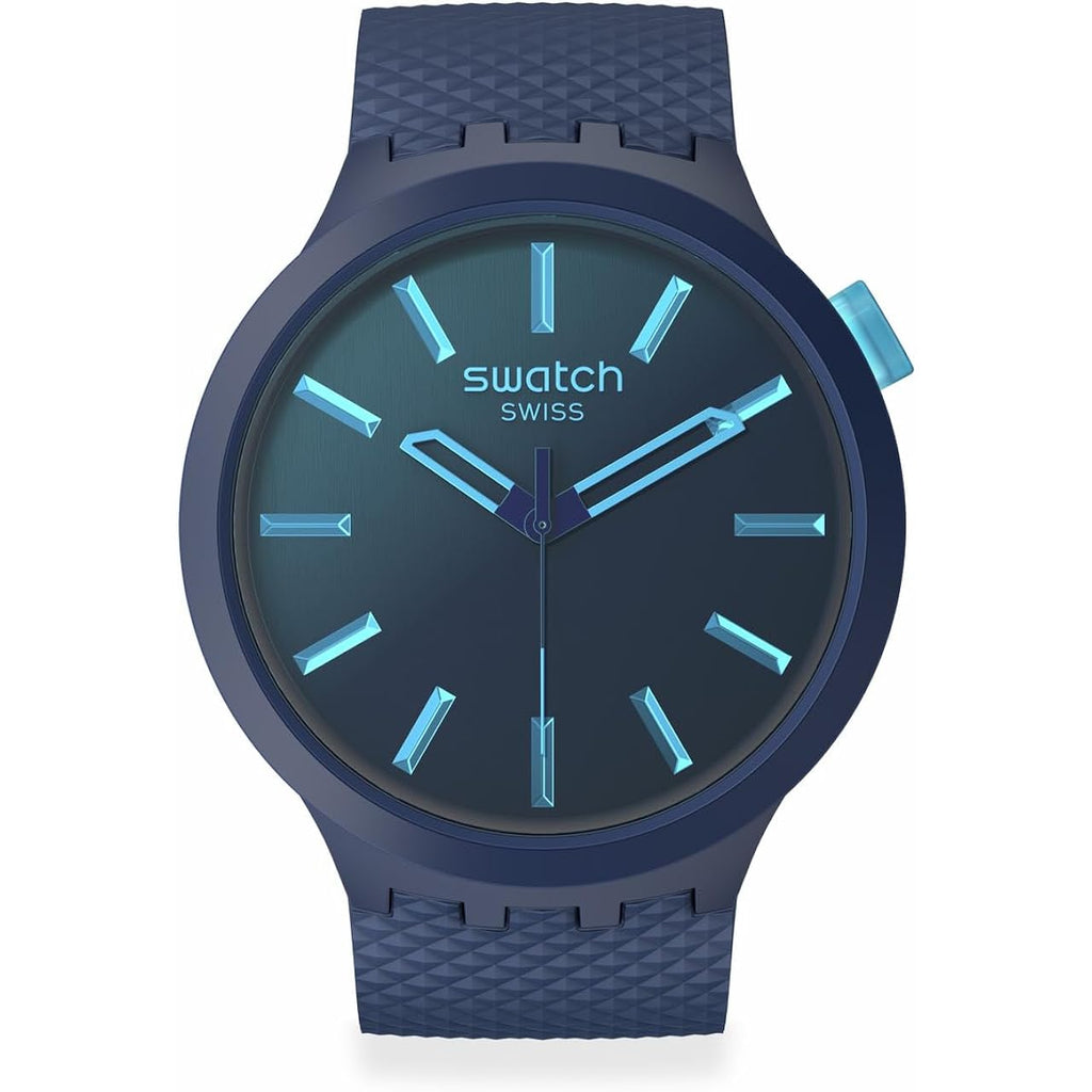 Swatch Big Bold Biosourced Lacquered Unisex Watch Casual Polymer Blue Automatic Waterproof Indigo Glow