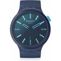 Swatch Big Bold Biosourced Lacquered Unisex Watch Casual Polymer Blue Automatic Waterproof Indigo Glow