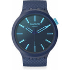 Swatch Big Bold Biosourced Lacquered Unisex Watch Casual Polymer Blue Automatic Waterproof Indigo Glow