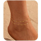 Nanafast Ankle Bracelets for Women, 14k Gold Plated Ankle Bracelet for Women, Cute Dainty Anklets, Adjustable Beach Jewelry