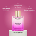 Bellavita Luxury Senorita Eau de Parfum | 100 ml (3.4 fl.oz.) | Perfume for Women | Fresh Floral, Yuzu, Peony, and Musk Notes | Long Lasting Women's Fragrance