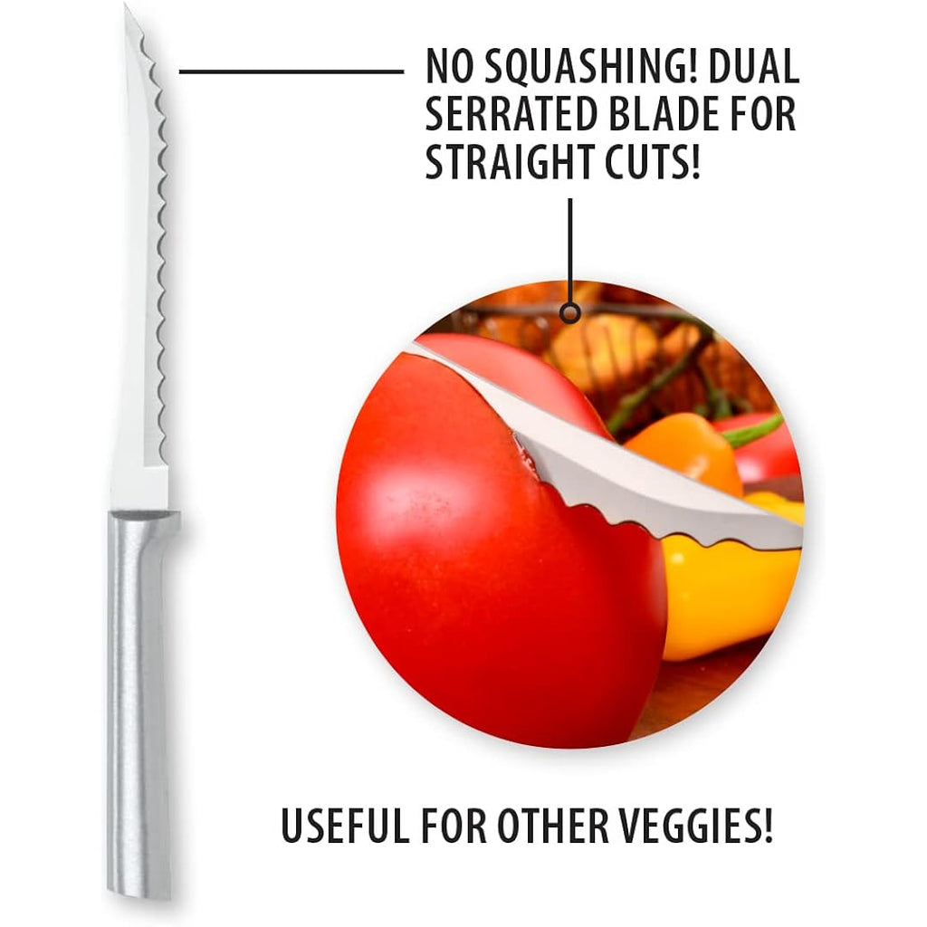 Rada Cutlery Tomato Slicer Knife (R126), 5" Stainless Steel Serrated Blade, Silver Handle